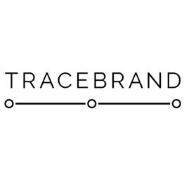 Texto "TRACEBRAND" con círculos conectados por una línea en la parte inferior. Diseño minimalista.