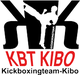 Logo von KBT KIBO, Kickboxer in Silhouette mit schwarzem "K" im Hintergrund.