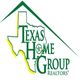 Texas Home Group Realtors logo with Texas map and green roof outline.