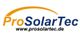 Logo von ProSolarTec mit Website-Link "www.prosolartec.de" in Gelb und Blau.