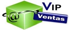Cubo verde con símbolo de arroba y un letrero: "VIP Ventas".