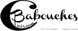 Logo noir et blanc "Cuir Babouches" avec texte "Artisanat Marocain".