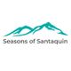 Logo with teal mountain graphic and text: "Seasons of Santaquin."