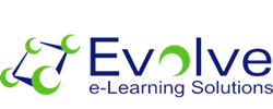Evolve e-Learning Solutions logo, with green and blue interconnected shapes.