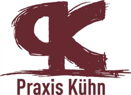 Logo der Praxis Kühn mit stilisiertem Buchstaben "K" in dunkelroter Farbe.