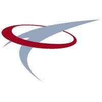 Graues und rotes geschwungenes Logo, das an einen stilisierten Buchstaben erinnert.