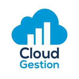 Logotipo de Cloud Gestión: nube azul con barras blancas y texto debajo.