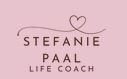 Text auf rosa Hintergrund: "Stefanie Paal Life Coach" mit Herz darüber.