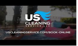 Logo for US Cleaning Service LLC with website link for booking online.