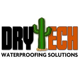 "Logo with 'Dry Tech Waterproofing Solutions' and a cactus between the words 'DRY' and 'TECH'."