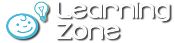 Logo mit Glühbirne und lächelndem Gesicht, Text "Learning Zone" in modernem Stil.