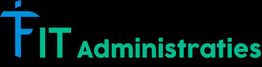 Logo van FIT Administraties met blauwe en groene tekst op een zwarte achtergrond.