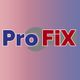 ProFiX logo with blue and red text on a gradient pink to purple background.