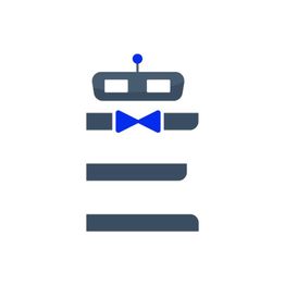 Roboter-Icon mit Schleife und Antenne im minimalistischen Design auf weißem Hintergrund.