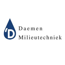 Logo van Daemen Milieutechniek met blauwe druppelvorm en witte 'D'.