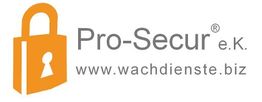 Orange Schloss-Logo neben dem Text "Pro-Secur e.K. www.wachdienste.biz".