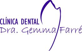 Logo de la Clínica Dental Dra. Gemma Farré, con un diseño de diente en color púrpura.