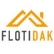 Logo van FlotiDak met stilistisch oranje dakpictogram en tekst in zwart en oranje.