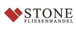 Logo von Stone Fliesenhandel mit zwei roten Rauten links und schwarzem Text auf weißem Hintergrund.