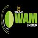 Logo van WAM Groep, met tekst "100 jaar" en "Sinds 1920", groene cirkel en kroon bovenaan.