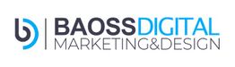 Logo of BAOSS Digital Marketing & Design with stylized "b" icon in blue and black.
