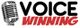 Illustration of a vintage microphone with the text "Voice Winning" beside it.