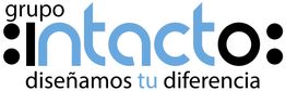 Logo de "grupo intacto" con texto "diseñamos tu diferencia" en azul y negro.