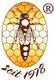 Eine Biene auf honigfarbener Wabe mit Schriftzug "seit 1978" und ®-Symbol.