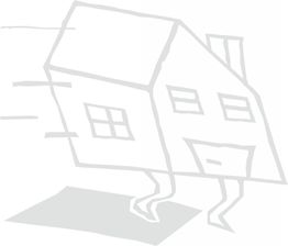 Gezeichnetes Haus mit Beinen, das zu laufen scheint.