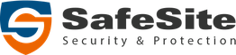 Logo von SafeSite mit Schildmotiv und Slogan "Security & Protection".
