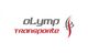 Logo von "Olymp Transporte" mit stilisiertem Symbol in Grau und Rot.