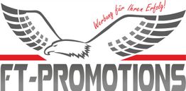 Logo mit Adler, "FT-PROMOTIONS" und "Werbung für Ihren Erfolg!" in Rot.
