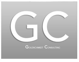 Graues Logo mit weißen Buchstaben "GC" und Text "Goldschmidt Consulting" darunter.