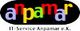Buntes Anpamar-Logo auf schwarzem Hintergrund, darunter Text: "IT Service Anpamar e.K."
