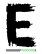 Bogstavet "E" i sort penselstrøg-stil på hvid baggrund.
