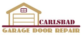 Logo of Carlsbad Garage Door Repair featuring a stylized garage and text in brown and maroon.