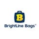 Blue and yellow "BrightLine Bags" logo with suitcase and letter B.