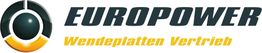 Logo von EUROPWER Wendeplatten Vertrieb mit schwarzem und gelbem Emblem auf weißem Hintergrund.