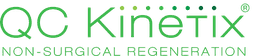 Logo of QC Kinetix with the tagline "Non-Surgical Regeneration" in green text.
