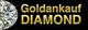 Text "Goldankauf DIAMOND" mit Diamant auf schwarzem Hintergrund.