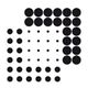 Schwarze Punkte in form eines umgekehrten 'L' auf weißem Hintergrund.
