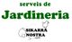 Texto en verde: serveis de Jardineria. Logo con un pollo, un huevo roto y una espiga.