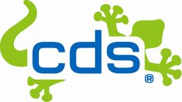 Grünes Gecko-Logo mit blauen "cds"-Buchstaben.