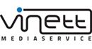 Logo von Vinet Mediaservice in modernem Schriftzug mit blauem Punkt über dem "i".