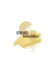 Logo von Streibel Immobilien, gelbes abstraktes Design mit Text in schwarzer Schrift.