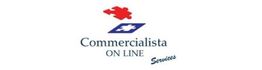Logo "Commercialista Online Services" con pezzi di puzzle rosso e blu.