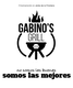 Logotipo de "Gabino's Grill" con una barbacoa y llamas en la parte superior.