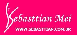 Texto rosa com "Sebasttian Mei" e "WWW.SEBASTTIAN.COM.BR" em branco sobre fundo rosa.