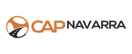 Logo de CAP Navarra con diseño de pelota naranja y texto en negro.