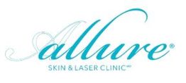 Allure Skin & Laser Clinic logo in elegant teal script font on a white background.